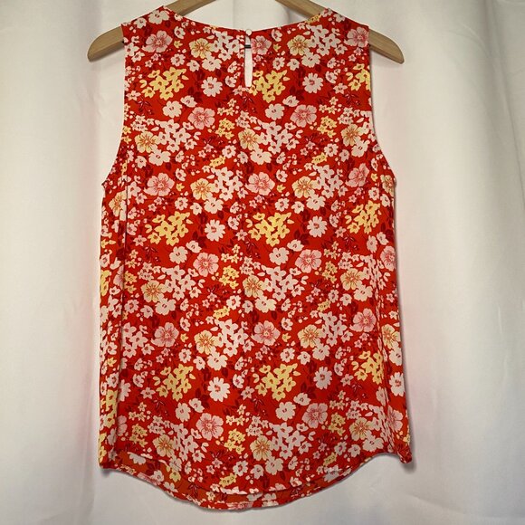 41 Hawthorn Lexie Pleated Blouse Womens M Red Floral Tank Flowy Business EUC - Picture 2 of 9